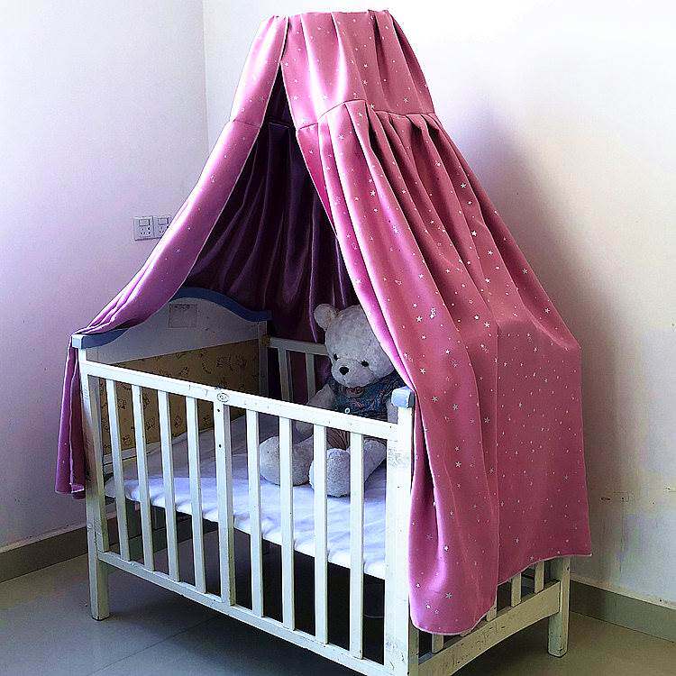 欧式儿童遮光床帘蚊帐婴儿挡空调风布蚊帐床围BB床摇篮床透气床幔