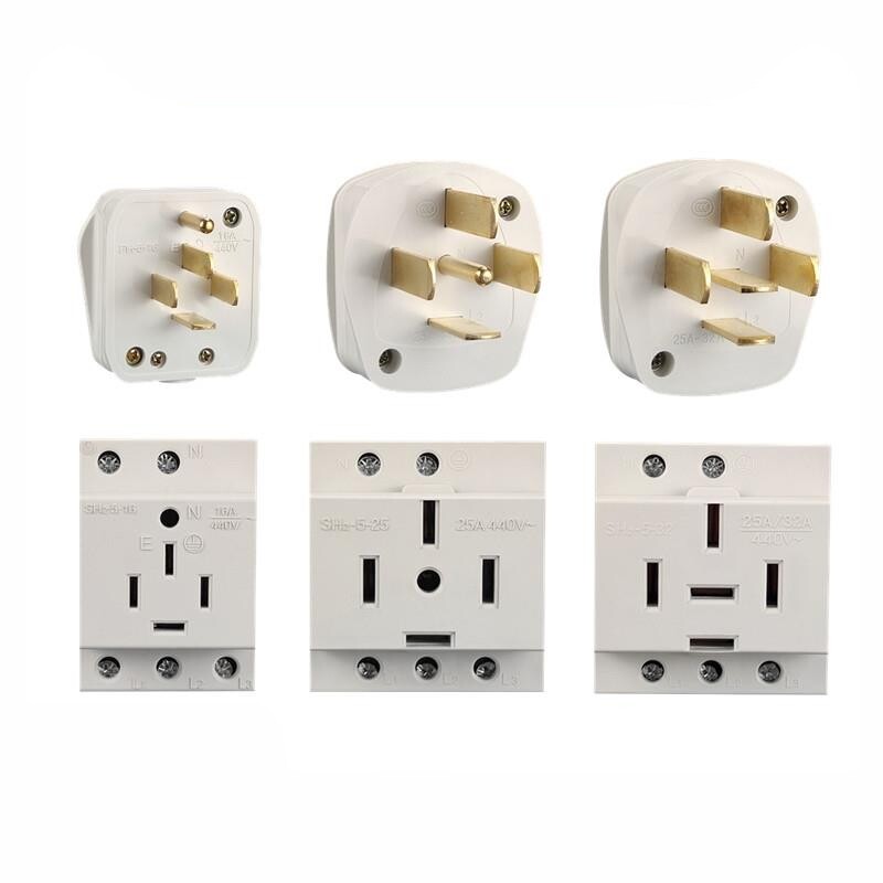 AC30三相四线五孔模数化380V导轨电源插座16A/25A/32A/40A插头440