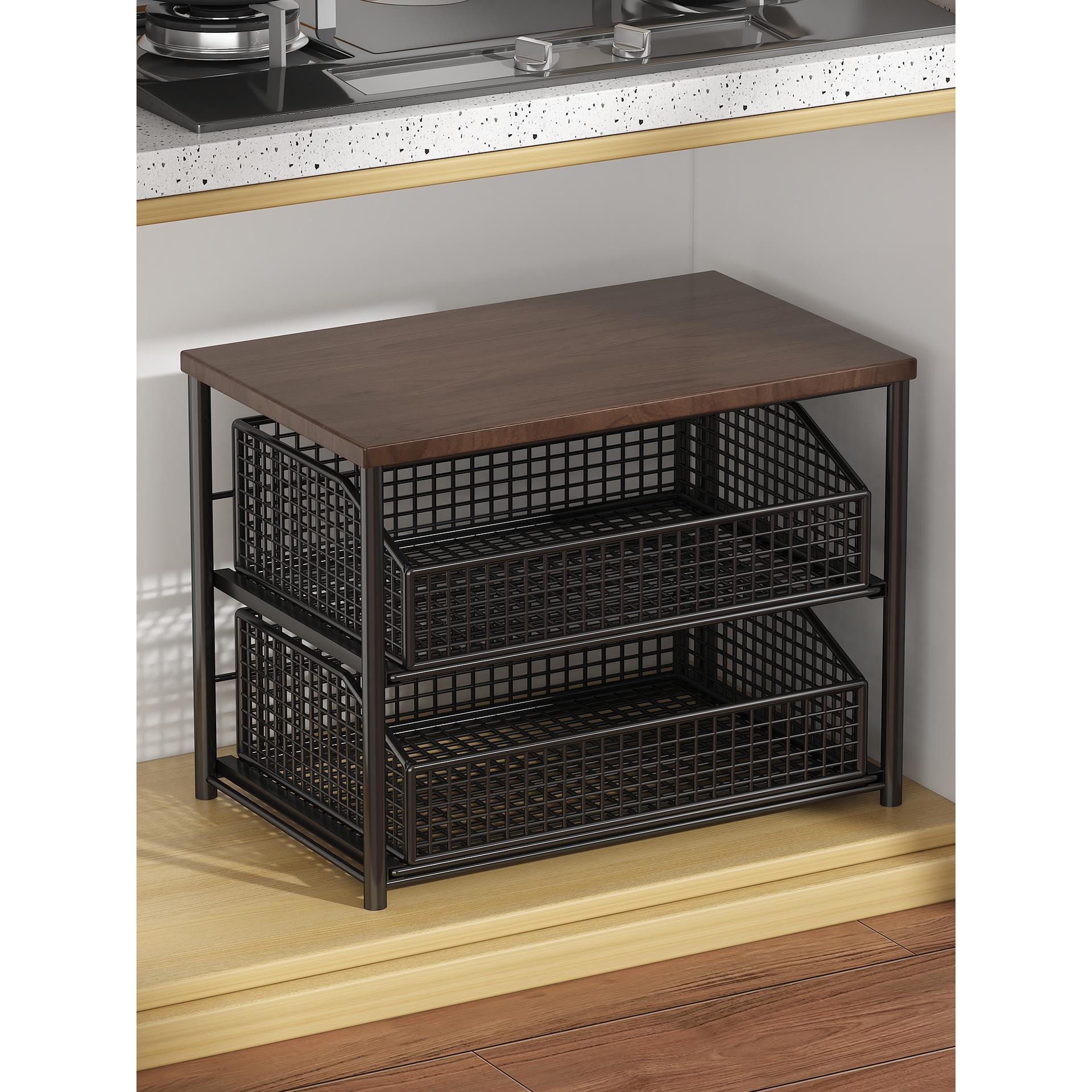 洗手池下橱柜内分层架卫生间洗手台下水槽置物架厨房抽拉储物架子