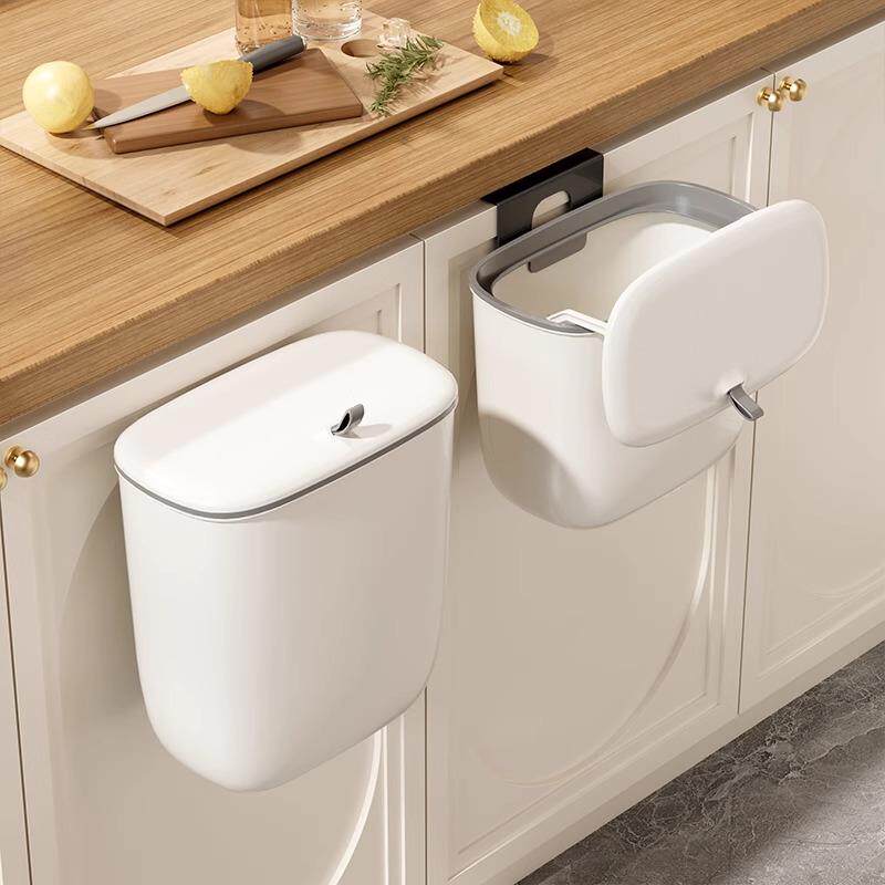厨房垃圾桶壁挂式家用带盖厕所卫生间客厅纸篓橱柜门挂式新品