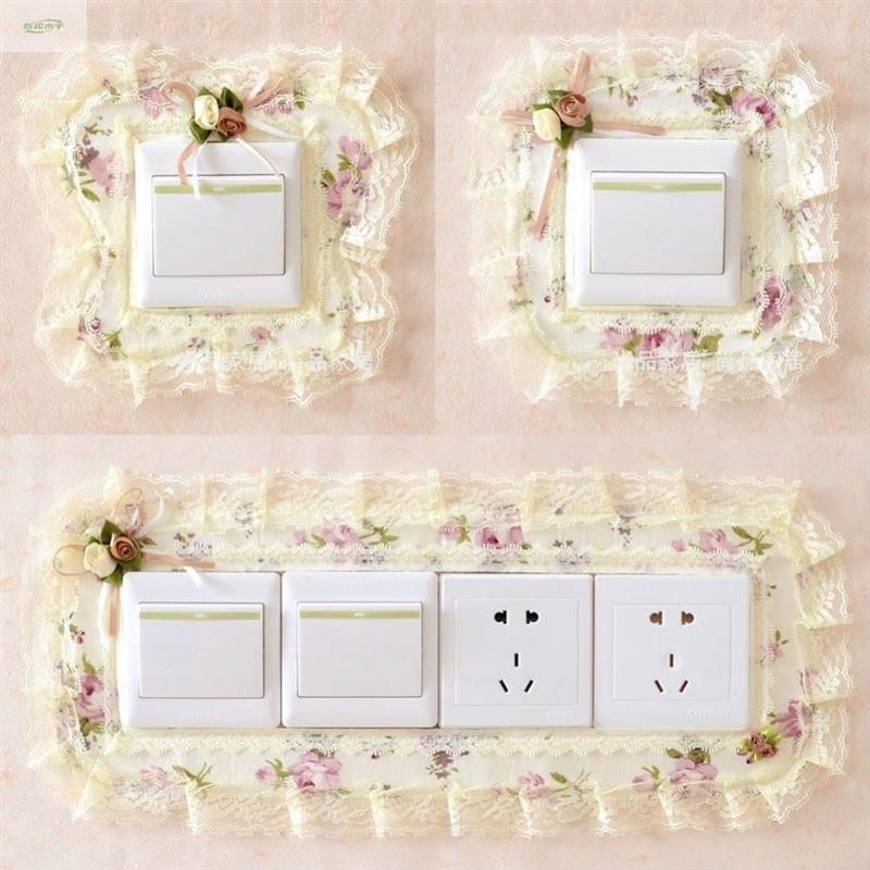 开关边框套布艺蕾丝保护套美化墙壁插座板装饰插板套遮丑遮挡墙贴