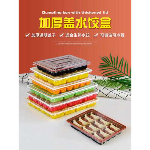 一次性饺子盒塑料冻水饺盒带加厚盖20分格商用餐盒外卖打包盒托盘