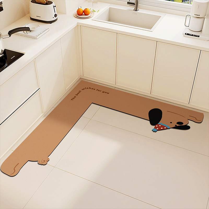 厨房地垫2025新款硅藻泥地毯防滑防油专用l形吸水脚垫免洗可擦,居家布艺,厨房地垫,淘宝优惠券,粉丝福利购,淘宝优惠卷
