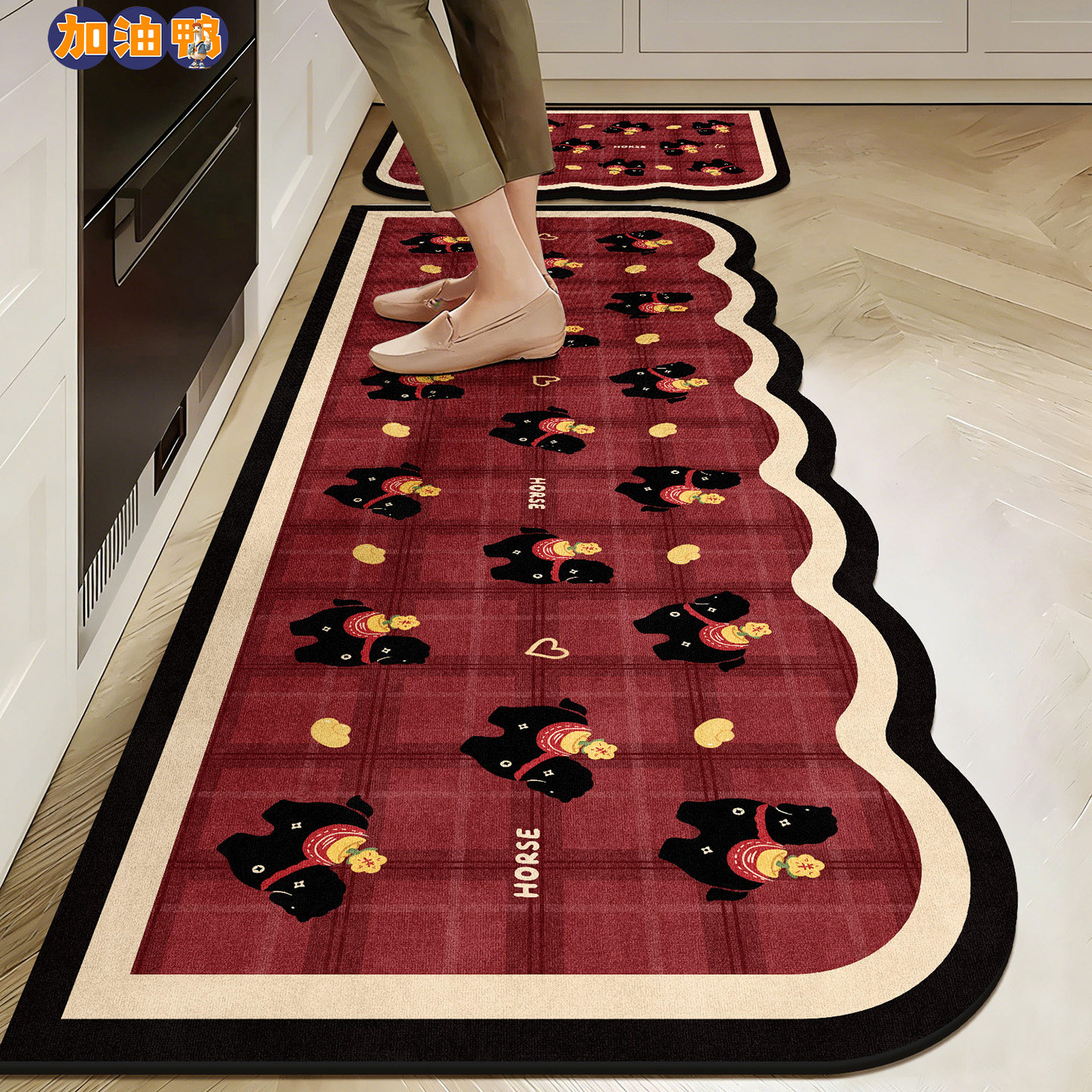 2026新款地垫厨房吸水速干好打理防滑脚垫专用新棉喜庆异形红地毯,居家布艺,厨房地垫,淘宝优惠券,粉丝福利购,淘宝优惠卷