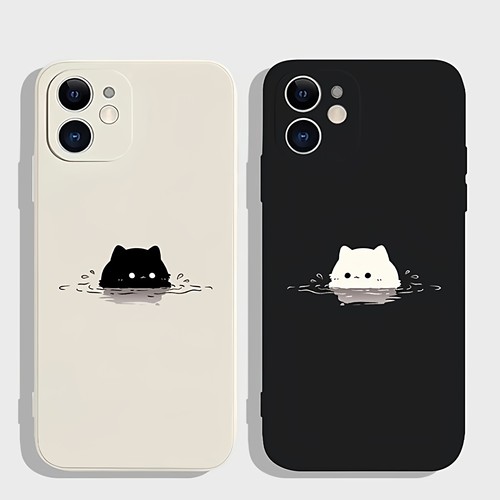 泡澡猫咪液态硅胶多机型手机壳