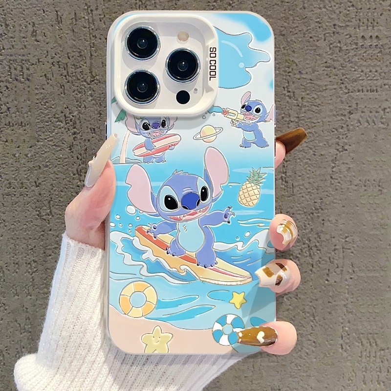 冲浪史迪仔情侣适用苹果17pro手机壳iphone16适用一加13适用小米17适用红米k80适用荣耀400保护套适用魅族21