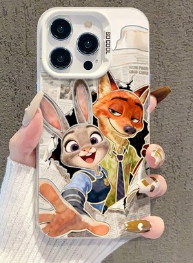 报纸尼克朱迪情侣适用苹果17pro手机壳iphone17适用一加适用小米17适用红米k90适用荣耀500保护套适用魅族22