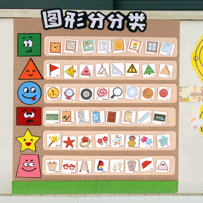 形状图形分类墙面游戏操作区幼儿园小班益智自制区域玩教具材料包