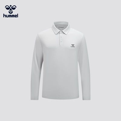 HUMMEL男士长袖纯色翻领Polo衫
