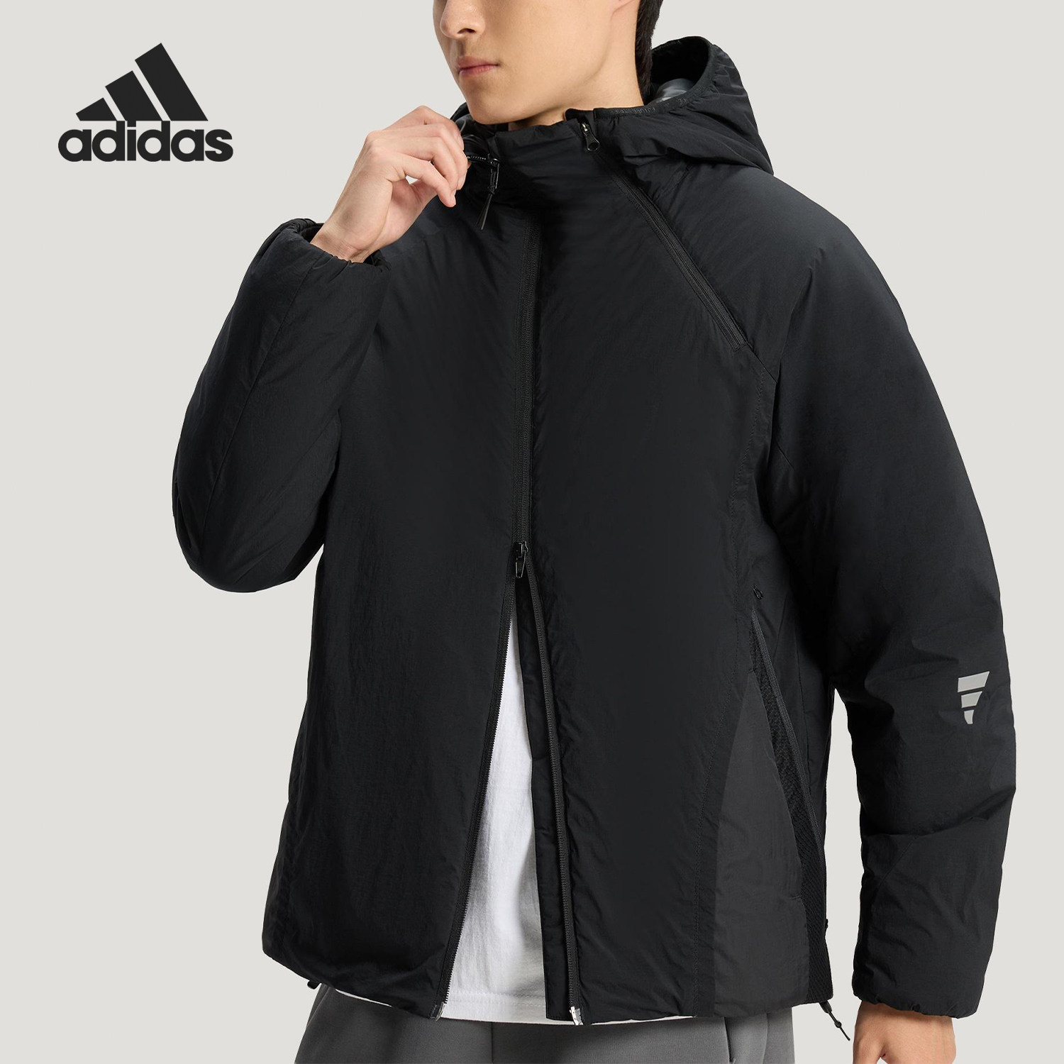 Adidas/阿迪达斯正品2025冬季款男士连帽运动耐穿棉服KH0413
