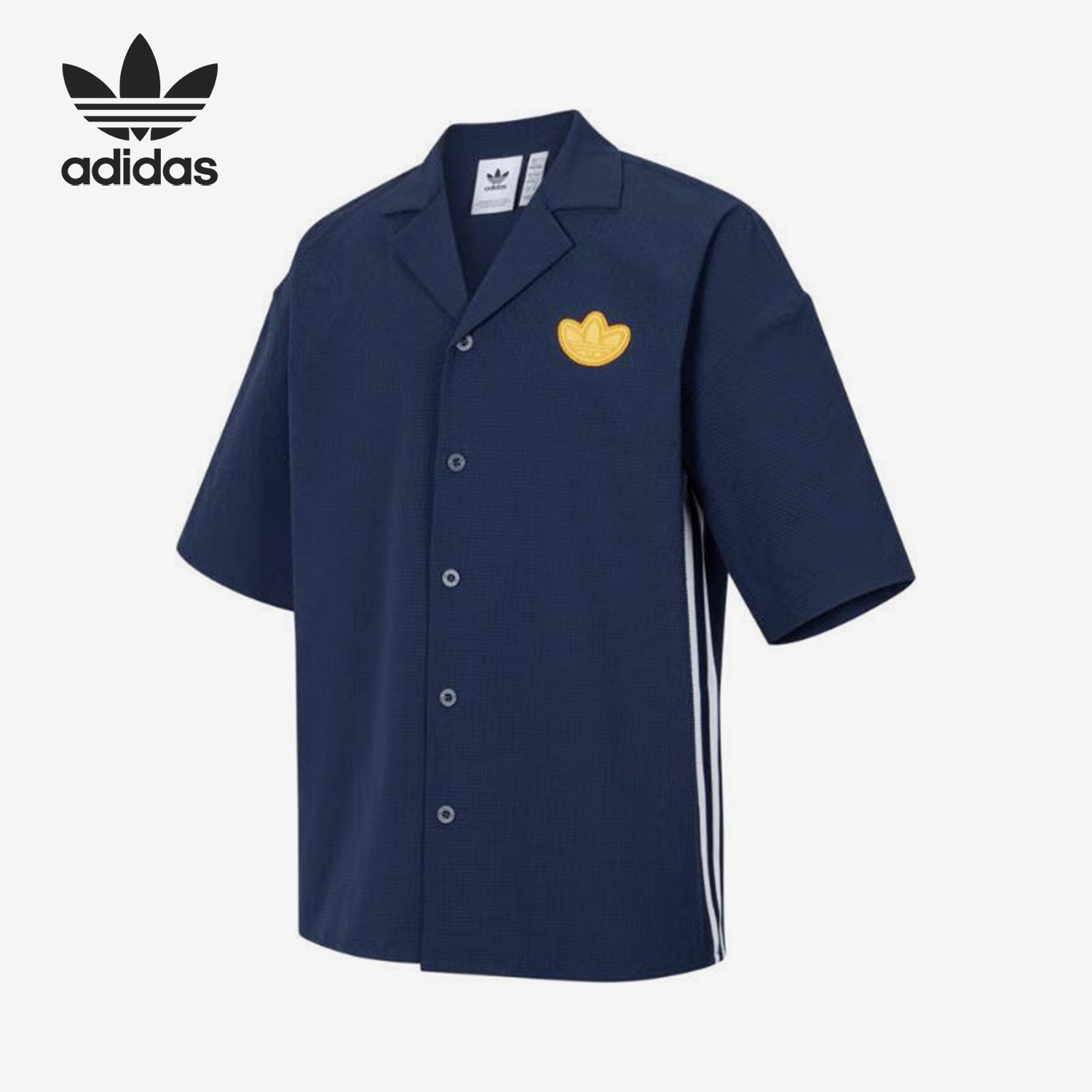 Adidas/阿迪达斯官方正品三叶草男士翻领运动休闲短袖衬衫JI7229