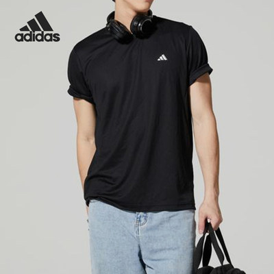 Adidas/阿迪达斯正品夏季男士简约logo印花经典耐穿T恤JG1306
