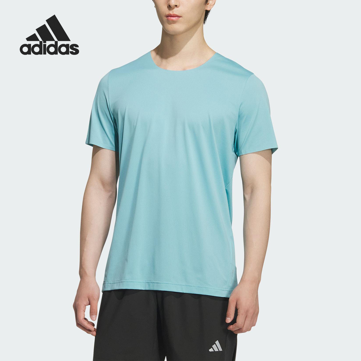 Adidas/阿迪达斯官方正品2025夏季款男士跑步圆领训练短袖KH3753