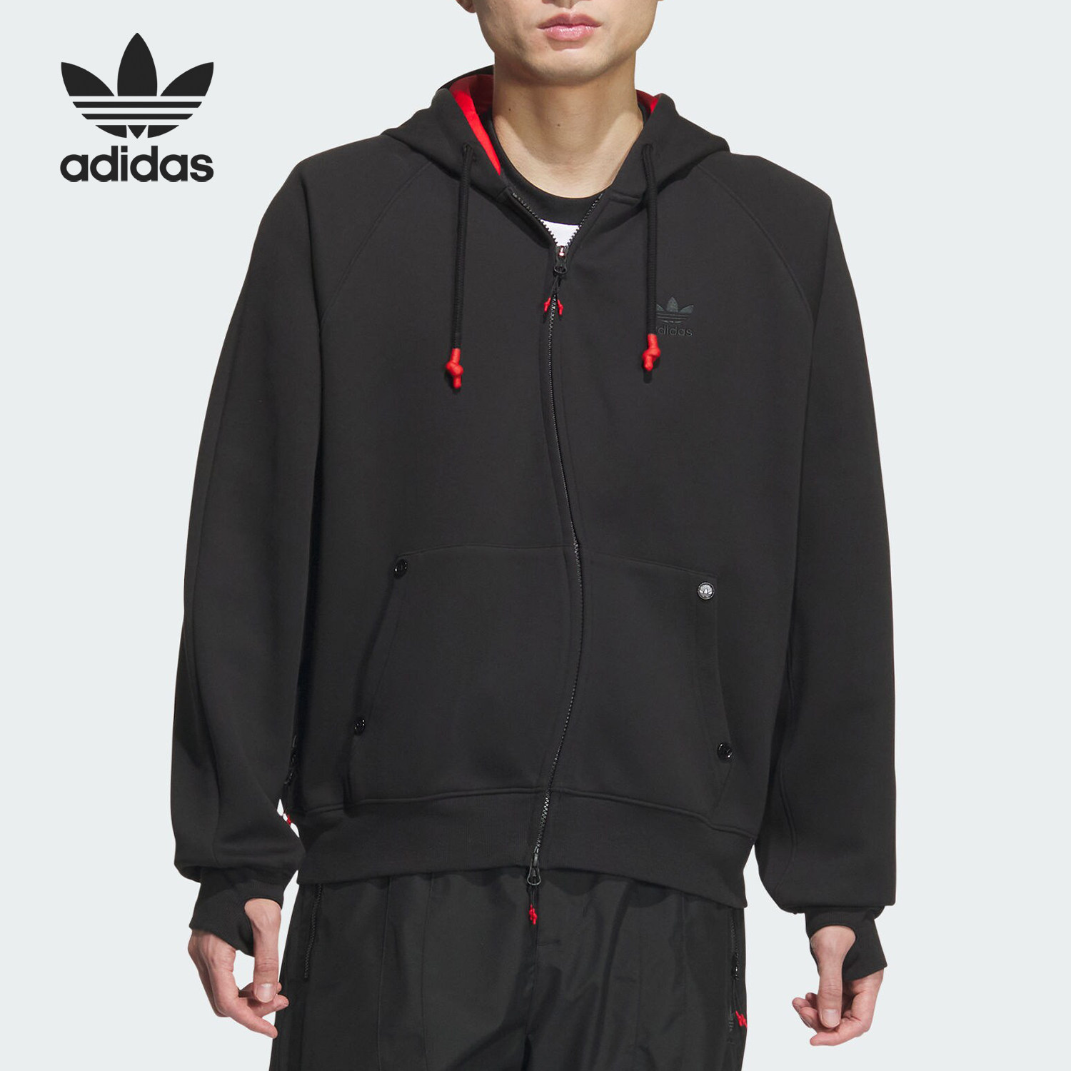 Adidas阿迪达斯正品男连帽透气拉链男装休闲经典运动夹克JN5829