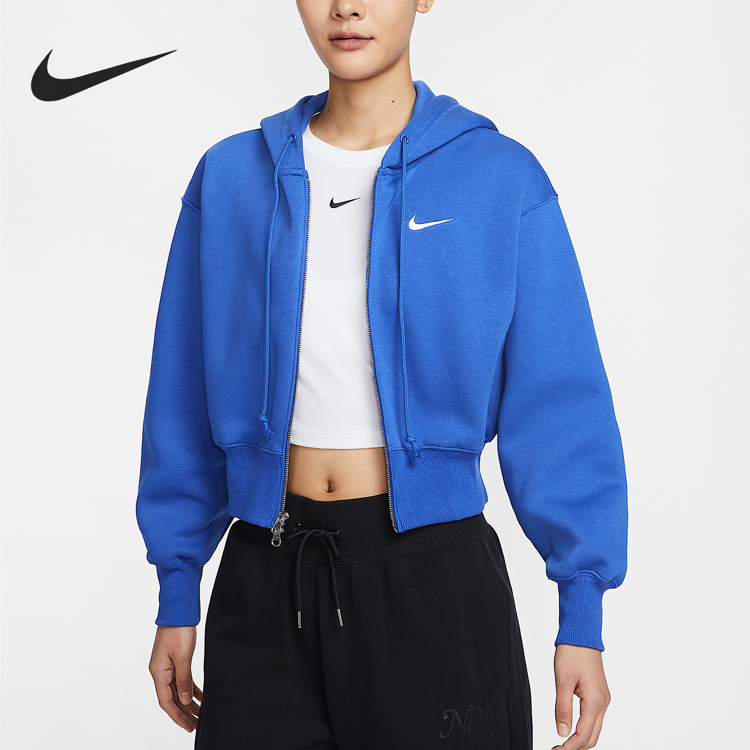 Nike/耐克正品2025女士短款针织连帽跑步户外外套HJ0941-480