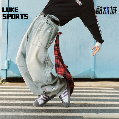 Adidas/阿迪达斯正品三叶草男士时尚经典运动弯刀牛仔长裤KT6366