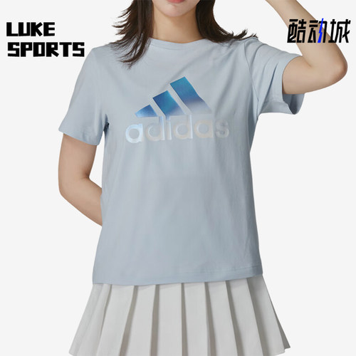 阿迪达斯女士经典透气运动短袖