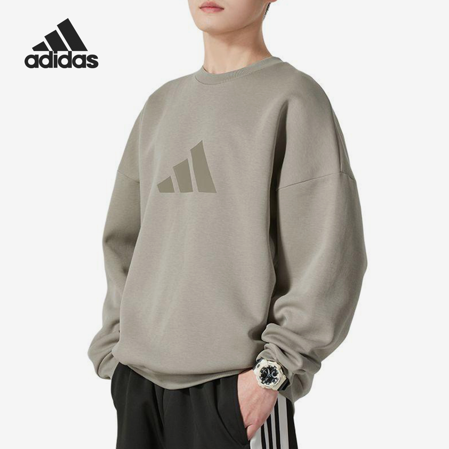 Adidas/阿迪达斯官方正品2025新款男士时尚简约卫衣套头衫JI8771