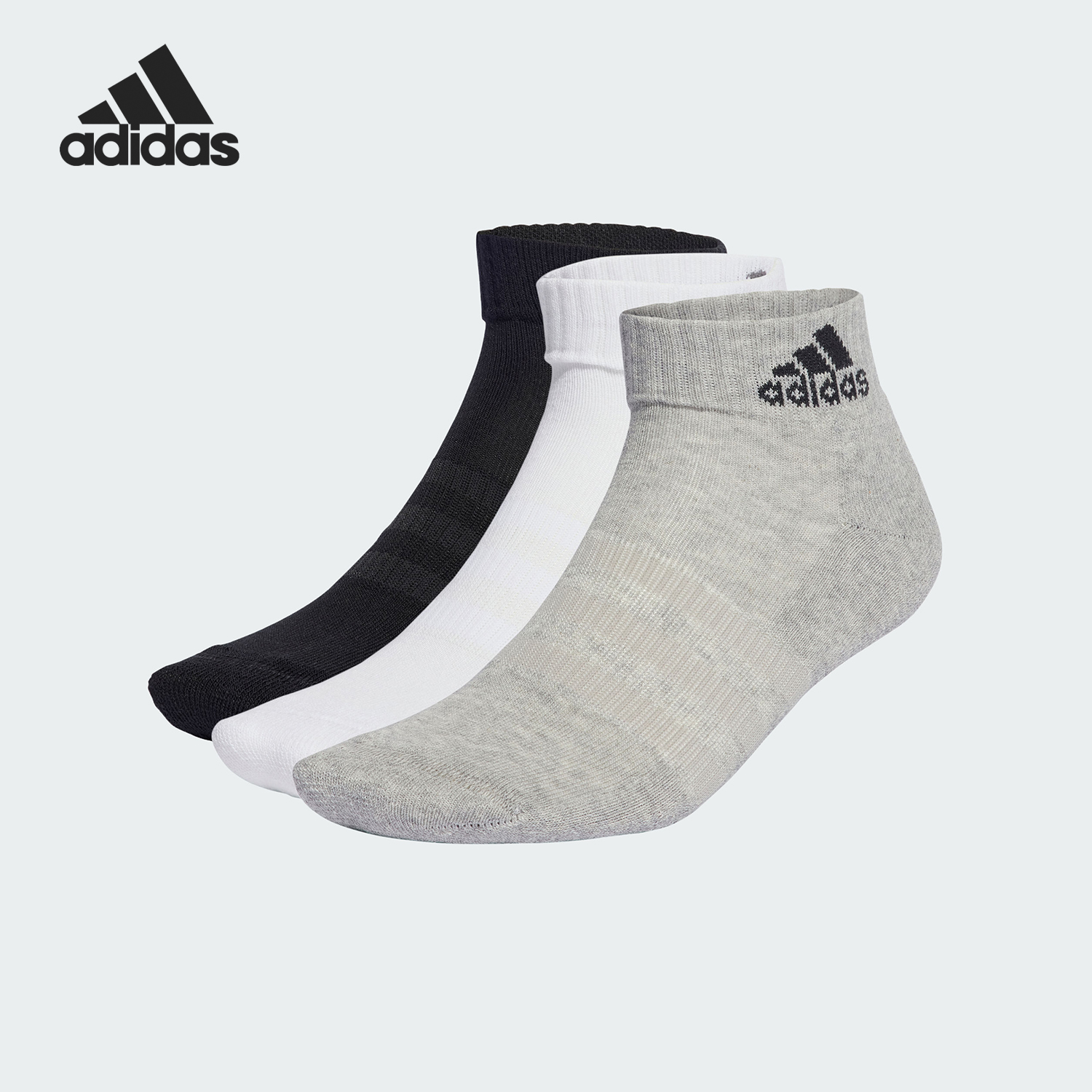 Adidas/阿迪达斯官方正品新款男女短筒透气运动袜三双装IA3948