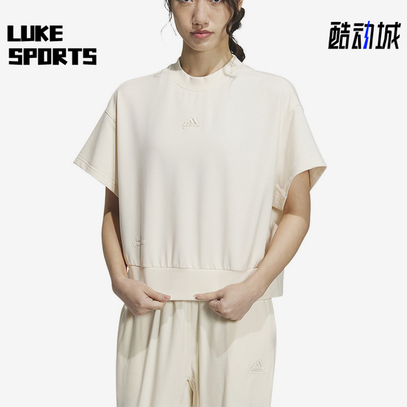 阿迪达斯女士宽松运动休闲短袖