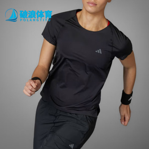 Adidas/阿迪达斯正品Adizero字母印花跑步圆领经典女短袖IX2826