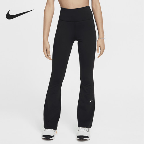 Nike/耐克正品Dri-FIT大童女孩高腰运动喇叭紧身裤FZ5609-010