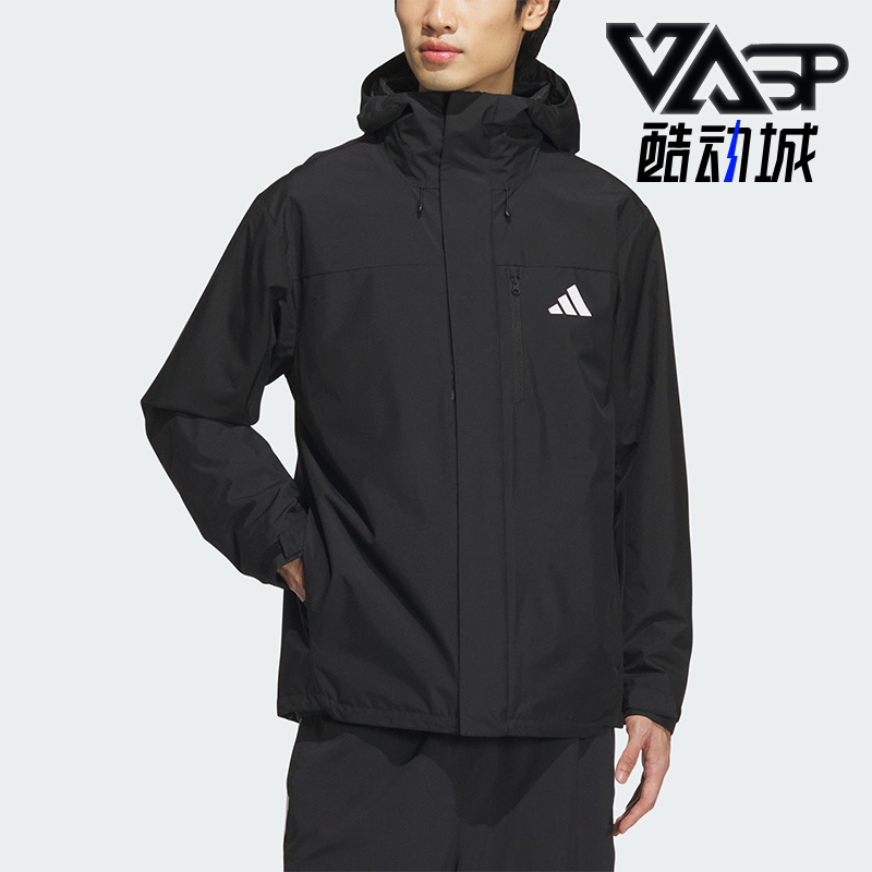 阿迪达斯男女三合一加绒连帽外套