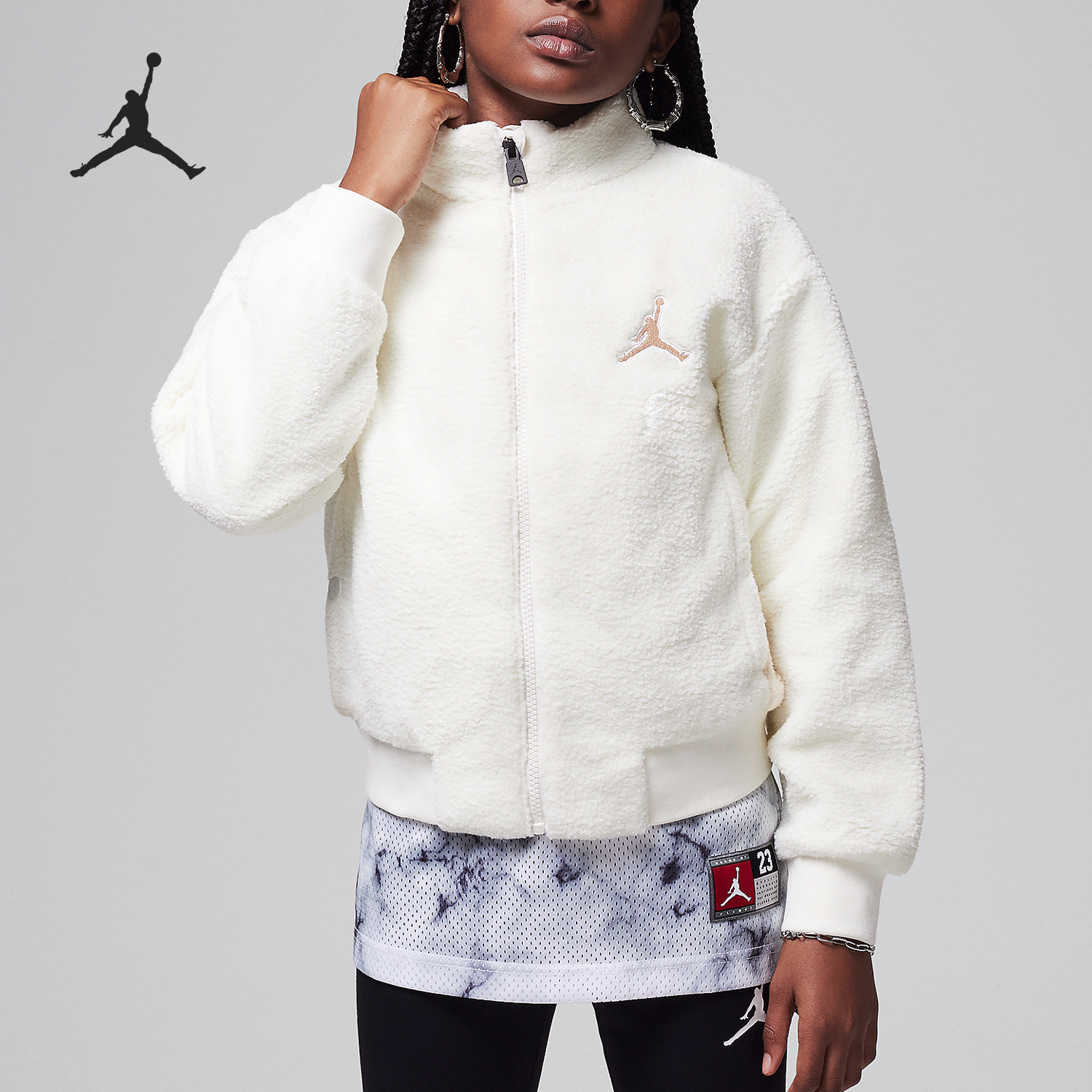 Nike/耐克正品JORDAN大童简约立领户外保暖外套HQ7918-133