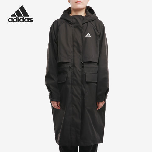 Adidas/阿迪达斯正品女子长款训练运动连帽夹克外套 GP0641