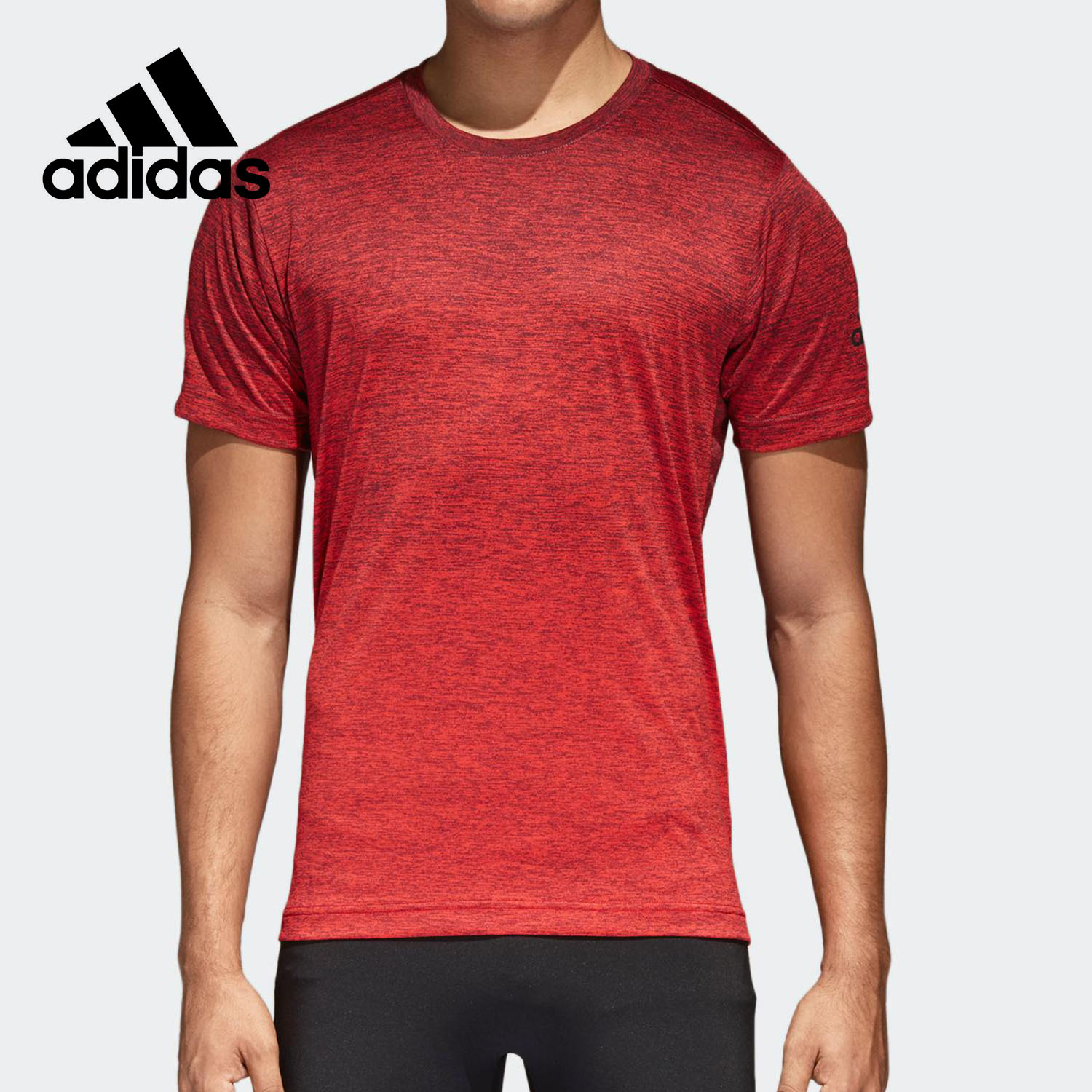 Adidas男子夏季跑步运动圆领T恤