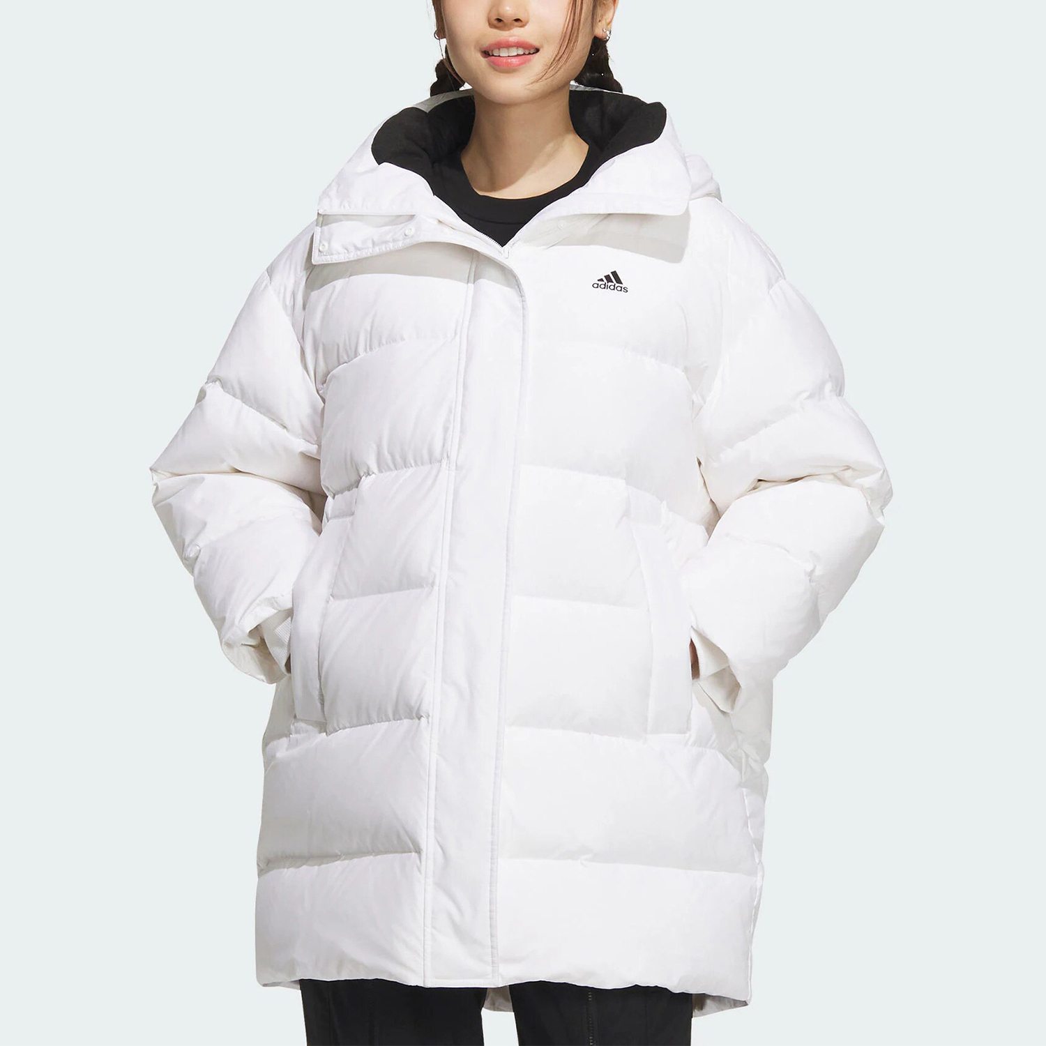 连帽中长款Adidas阿迪运动羽绒服