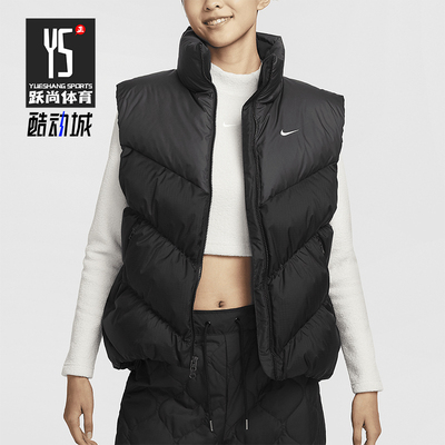 耐克女士立领保暖宽松羽绒马甲