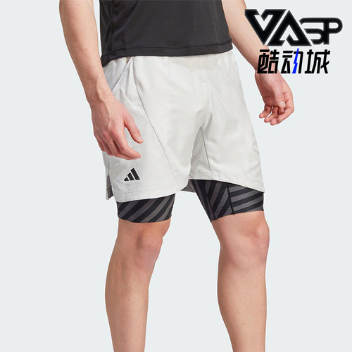 Adidas/阿迪达斯正品AeroreadyTwo-In-OnePro网球经典短裤IU3204