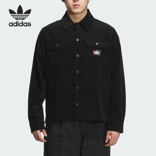 Adidas/阿迪达斯官方正品三叶草男士翻领耐穿运动长袖衬衫KF9603