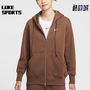 女士针织宽松拉链加绒连帽外套DQ5759 2025冬季 265 耐克正品 Nike