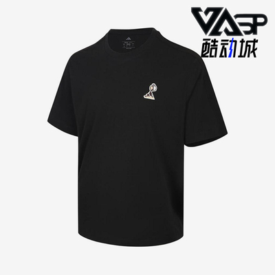 Adidas/阿迪达斯正品Cofe新款男黑色圆领经典套头短袖T恤KB4847