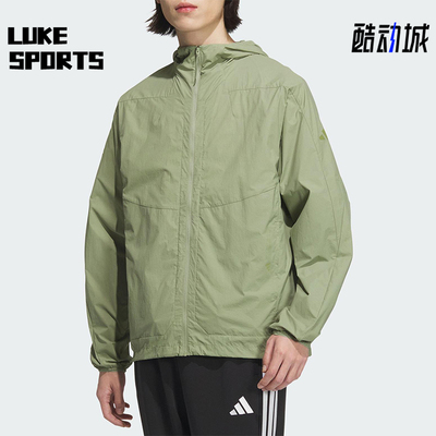 Adidas/阿迪达斯正品2025男士梭织透气经典连帽运动夹克JZ8403