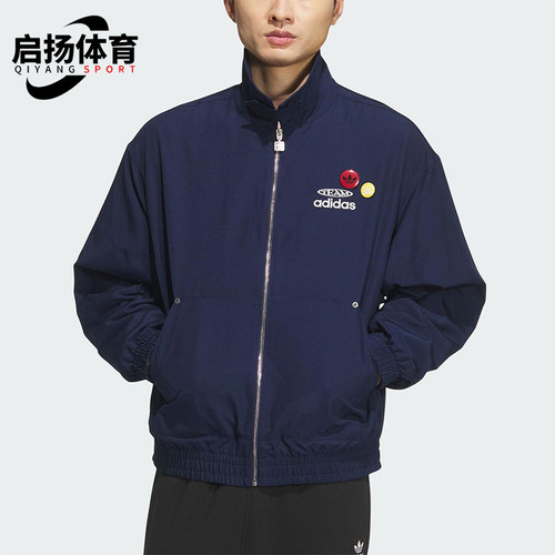 Adidas/阿迪达斯正品三叶草男士日常运动宽松翻领耐穿外套KC0135