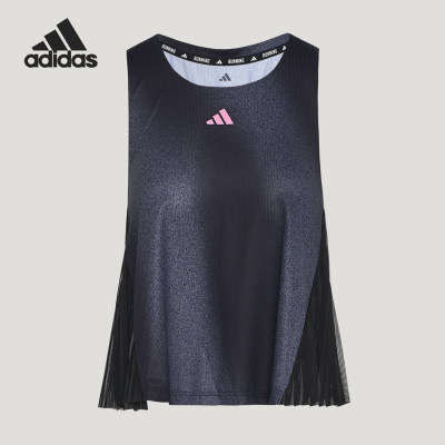 Adidas/阿迪达斯官方正品夏季女士跑步百褶下摆无袖背心T恤KR5096
