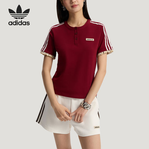 Adidas/阿迪达斯官方正品三叶草女士复古圆领修身短袖T恤KU9393