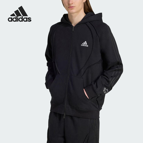 Adidas/阿迪达斯官方正品XL新款女黑色运动休闲连帽外套KF8527
