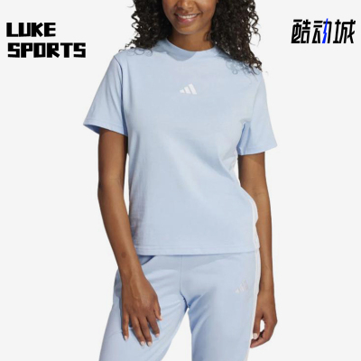 Adidas/阿迪达斯正品Logo圆领短袖T恤新款经典女短袖T恤JE1227