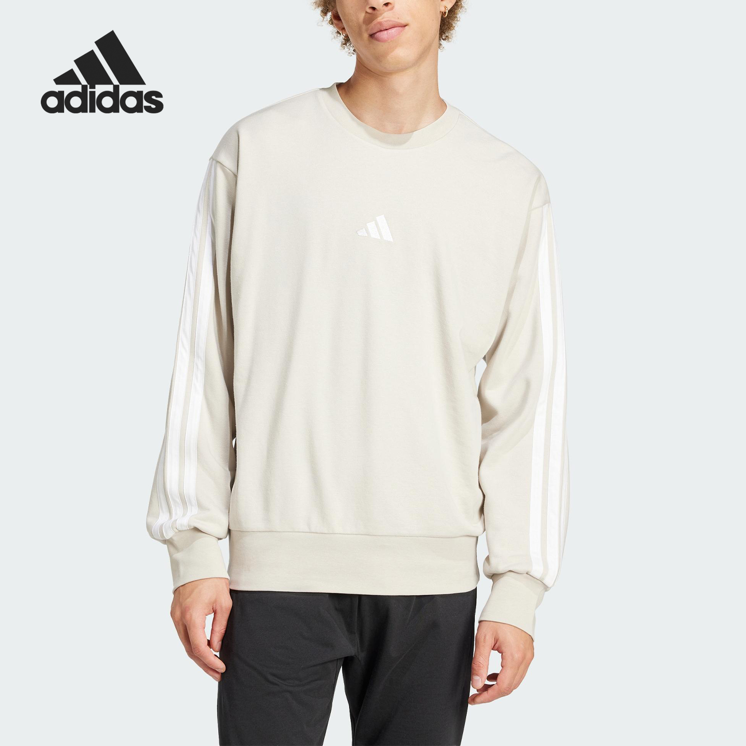 Adidas/阿迪达斯官方正品M 3S FT SWT男士针织卫衣套头衫JE6377