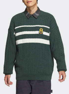 Adidas/阿迪达斯正品三叶草男士条纹时尚保暖针织卫衣JC6849