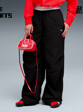 Puma/彪马正品梭织中腰时尚简约纯色女黑色经典休闲裤633978-01