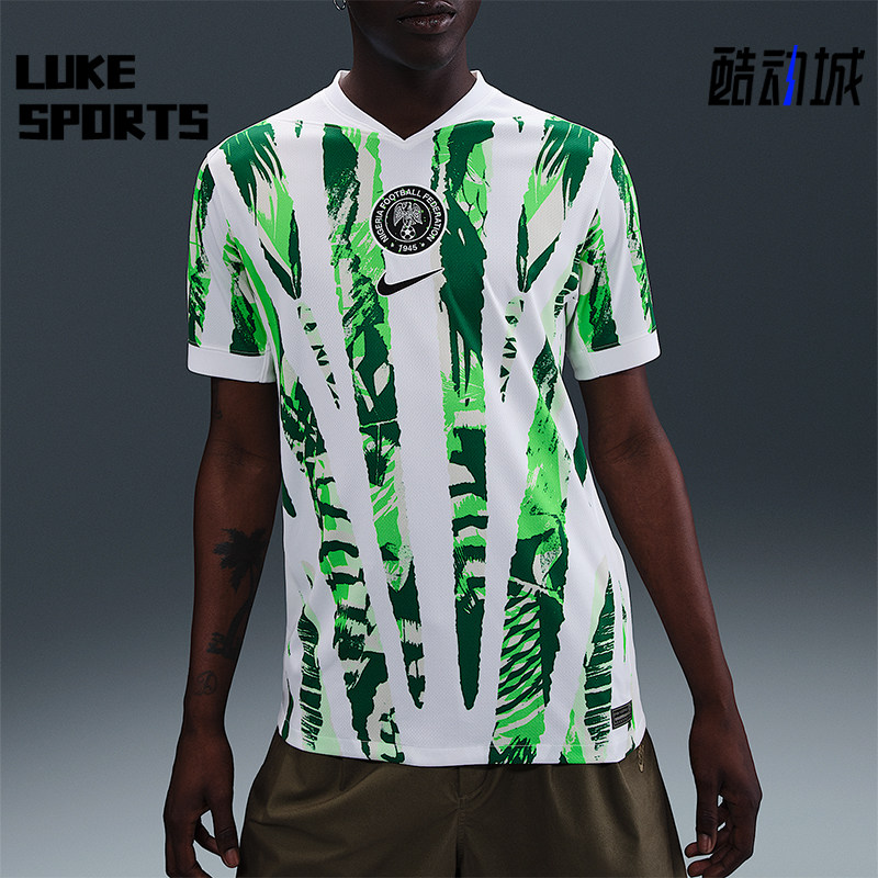 Nike/耐克正品Dri-FIT 男士足球条纹运动花纹短袖T恤HM9660-100