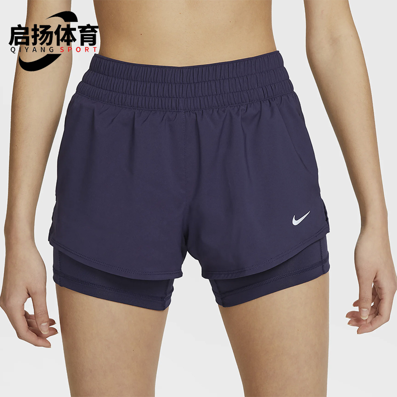 Nike/耐克正品2025女士梭织松紧腰透气二合一运动短裤DX6013-555