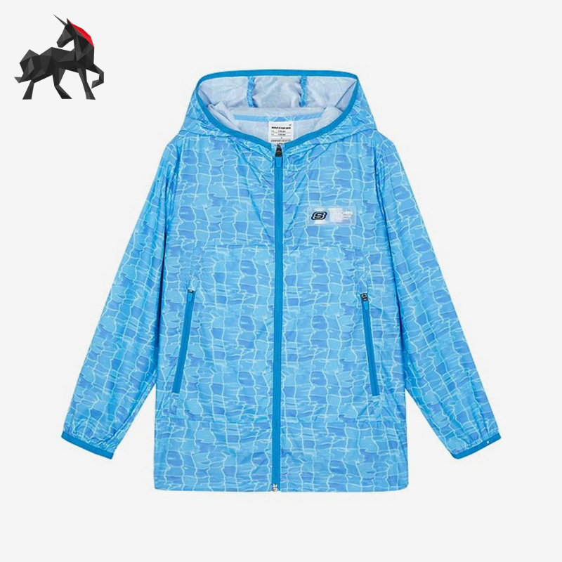 Skechers/斯凯奇正品大童梭织连帽运动休闲防晒外套P222B007