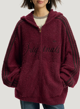 Adidas/阿迪达斯正品三叶草男女运动新年款复古绒面外套KT0718