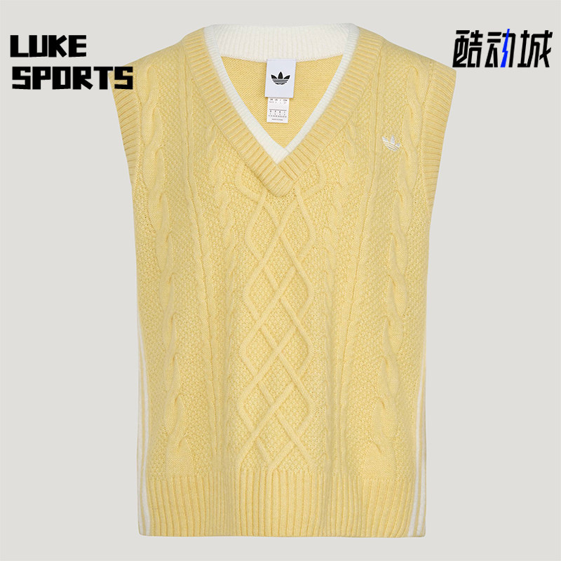 Adidas/阿迪达斯正品三叶草女士宽松经典休闲针织马甲背心KU8909